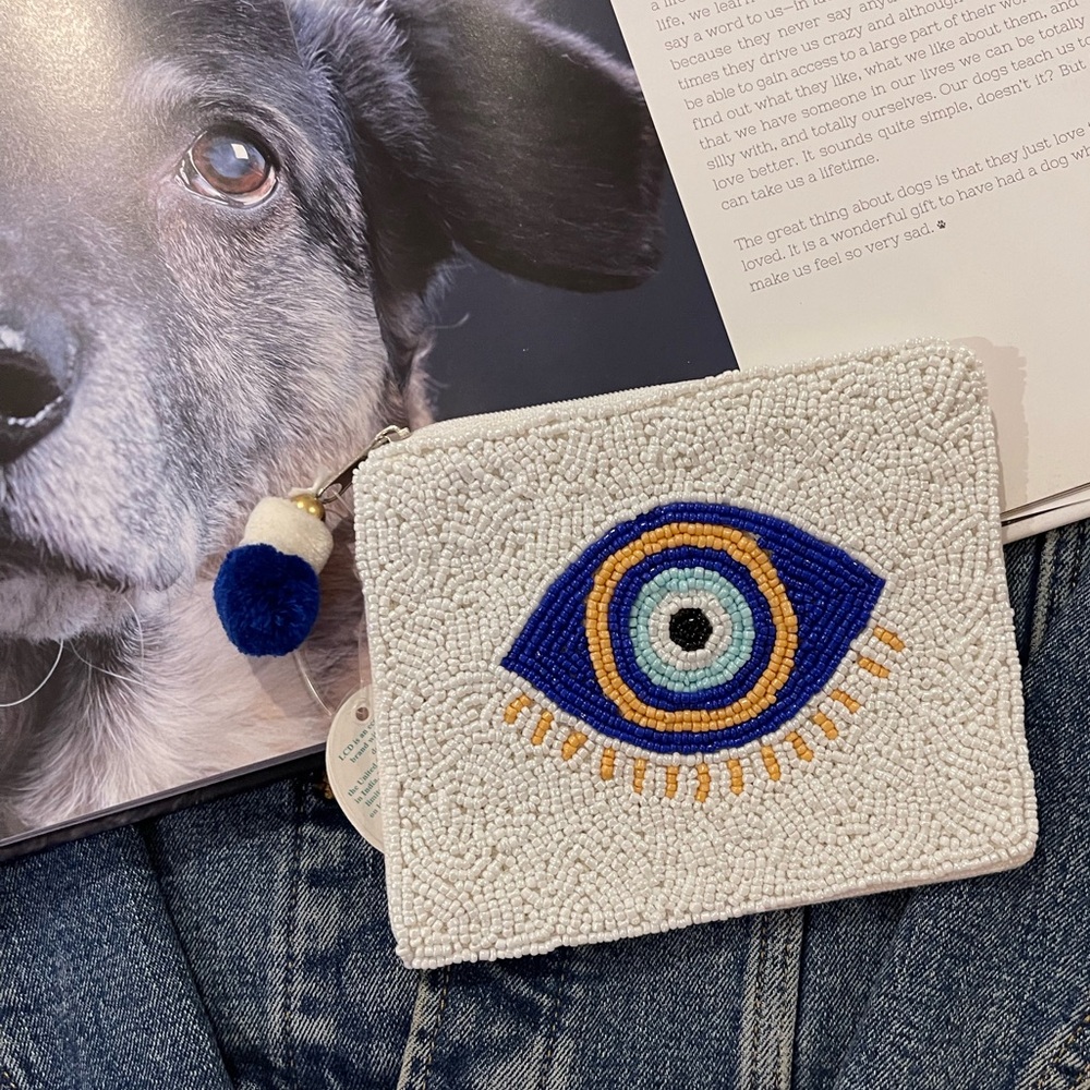 Evil eye Coin Pouch Seed Bead Coin Pouch Beaded card holder Women’s wallet